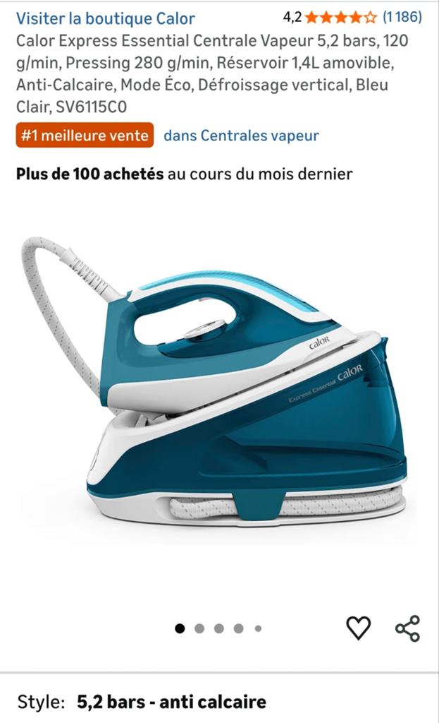 Centrale vapeur utilisée 1 fois Calor SV6115C0, Enlèvement ou Envoi