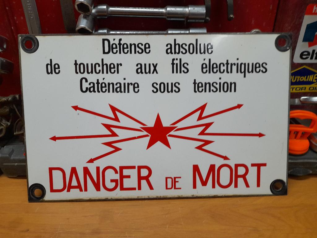 ancienne plaque émaillée sncf danger de mort, Collections, Envoi, Utilisé, Autres types