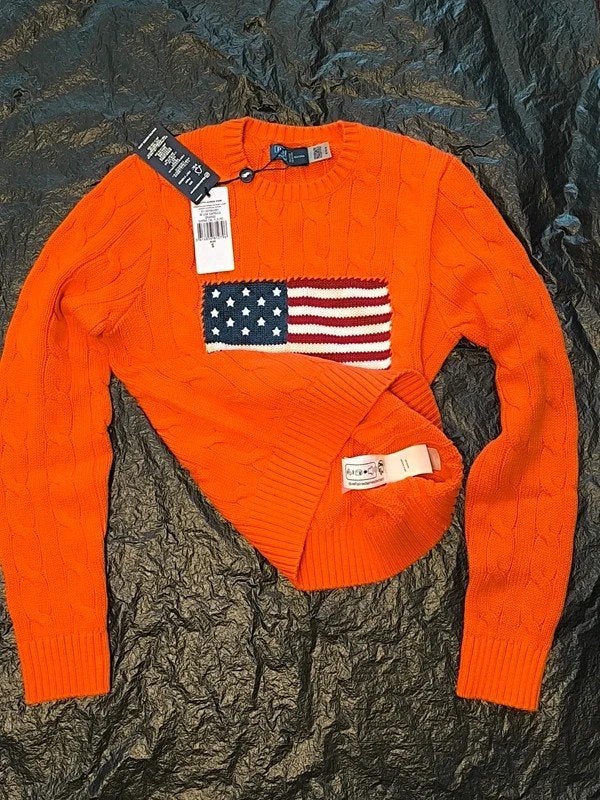 Polo Ralph Lauren Original trui met de Amerikaanse vlag, Kleding | Dames, Ophalen of Verzenden, Nieuw, Maat 36 (S), Oranje