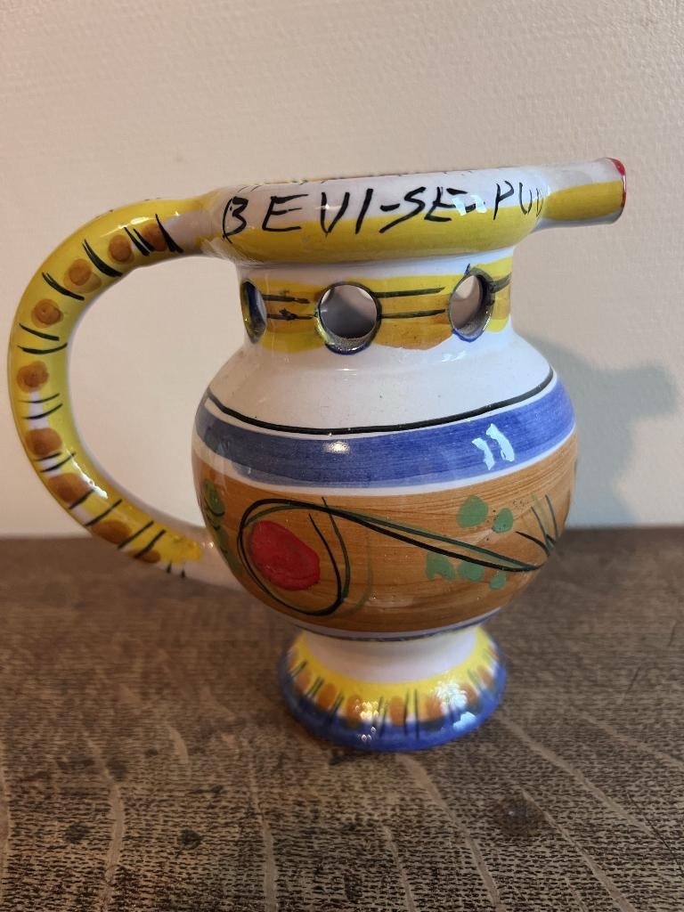 Italiaanse keramische Bevi se puoi kruik – 15 cm, Antiek en Kunst, Ophalen