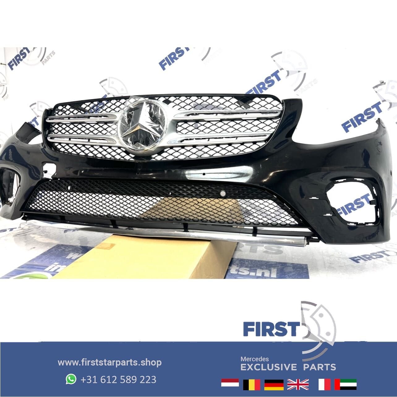 W253 GLC AMG VOORBUMPER Mercedes 2016-2019 ZWART PDC + DIAMO, Gebruikt, -, Voor, Ophalen of Verzenden