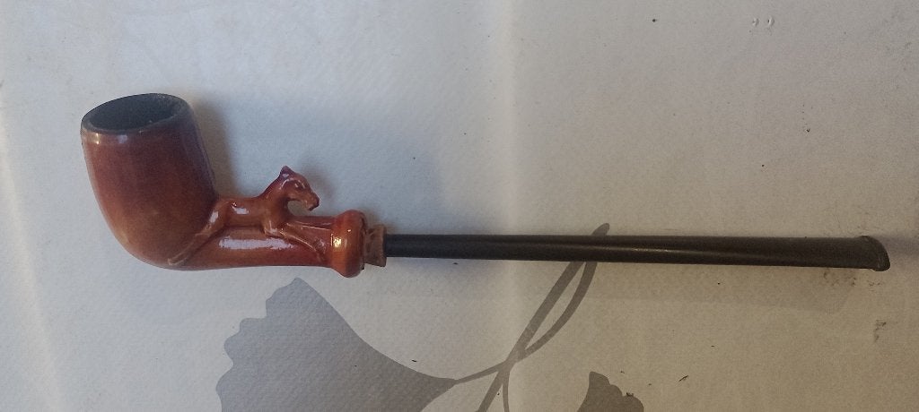 Pipe ancienne terre cuite emaillee motif cheval, Collections, Enlèvement ou Envoi, Autres types