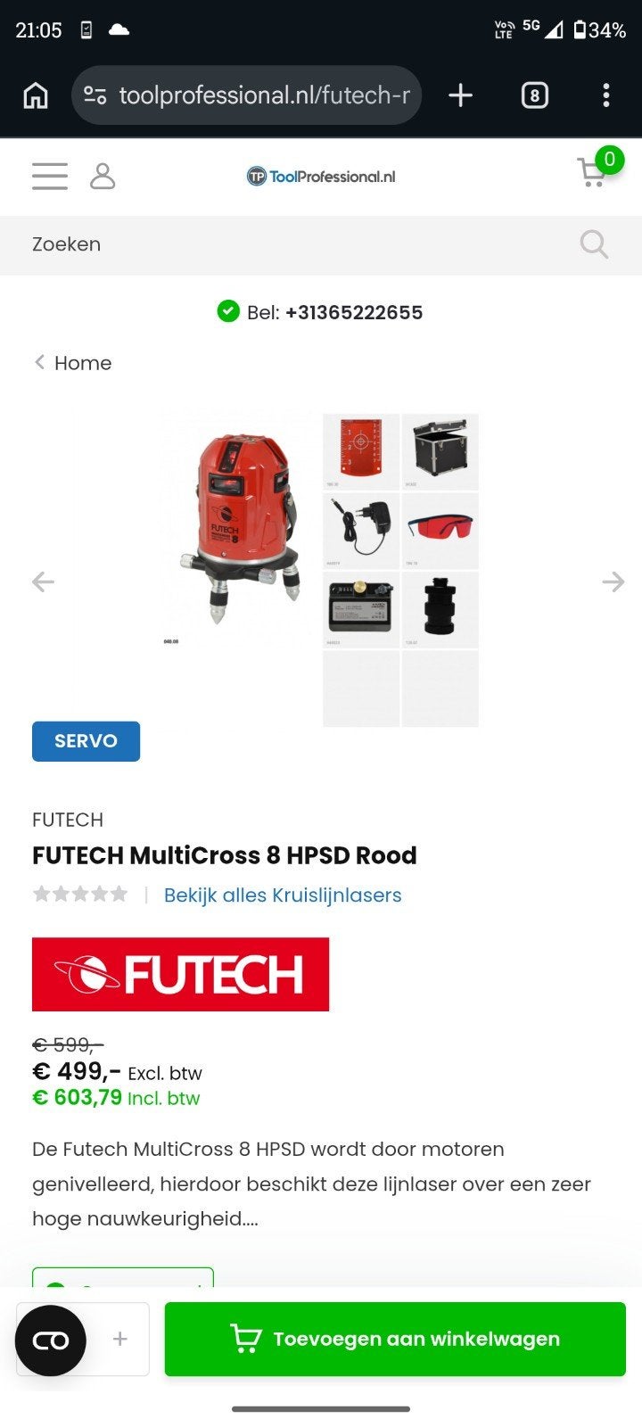 Nieuwe FUTECH MultiCross 8 HPSD Rood, Doe-het-zelf en Bouw, Ophalen, Nieuw, Afstand