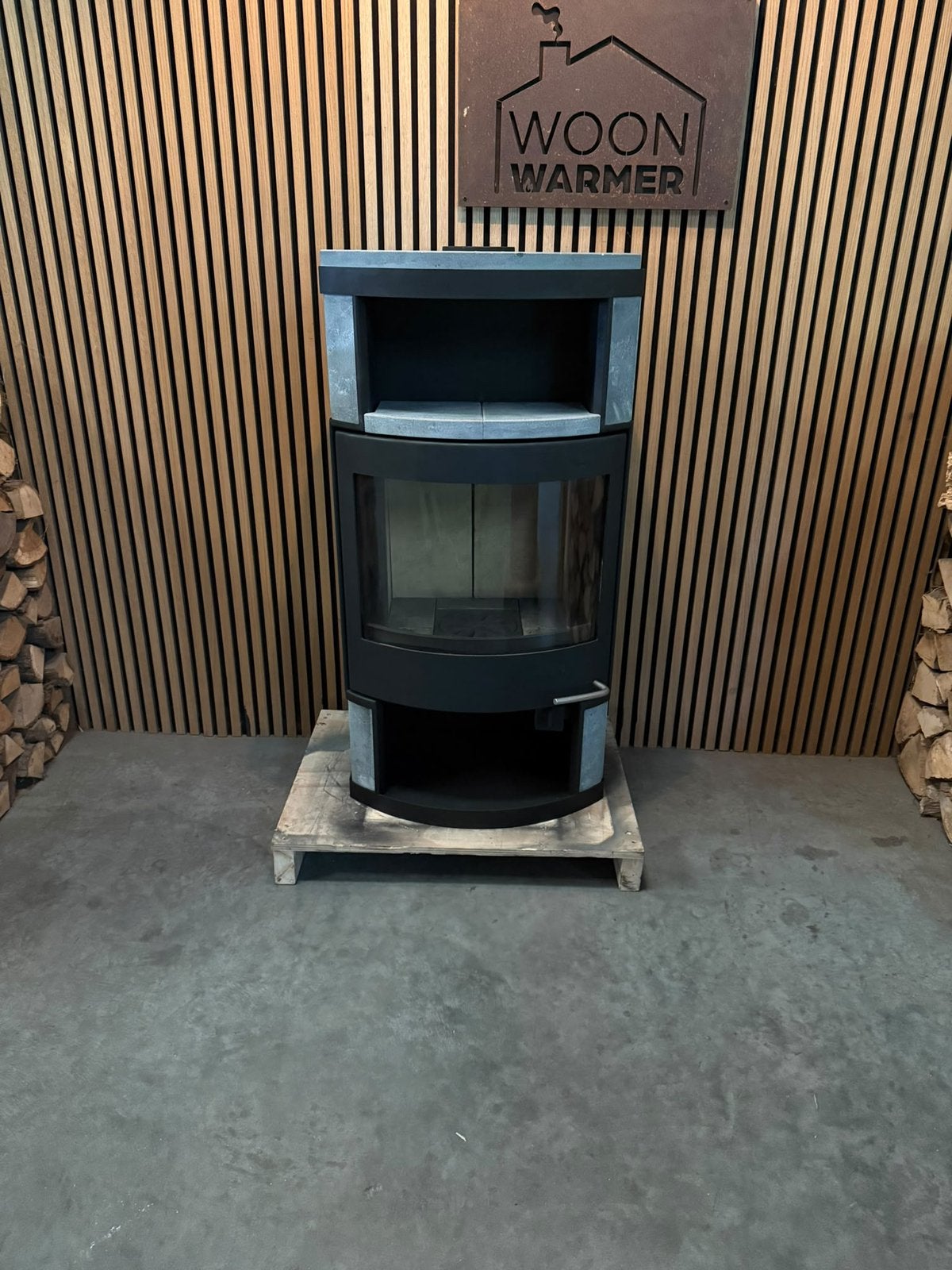 26119 Speksteenkachel Skantherm 7kw, Ophalen, Gebruikt, Houtkachel, Vrijstaand