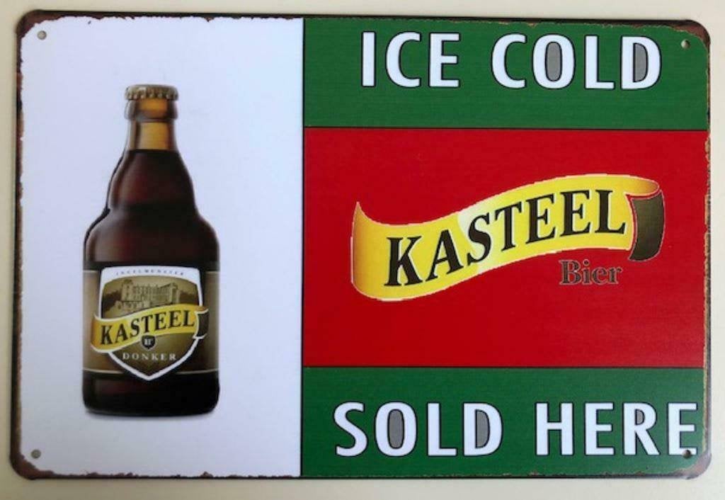 Kasteel bier metalen vintage look wandplaat reclamebord, Verzamelen, Ophalen of Verzenden, Nieuw, Reclamebord, Plaat of Schild
