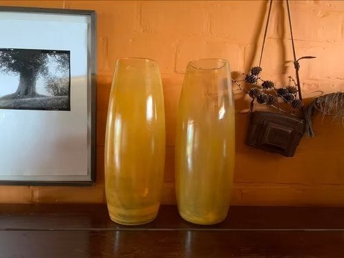 Beaux grands vases oranges ou décoration - 2 pièces -, Enlèvement, Verre