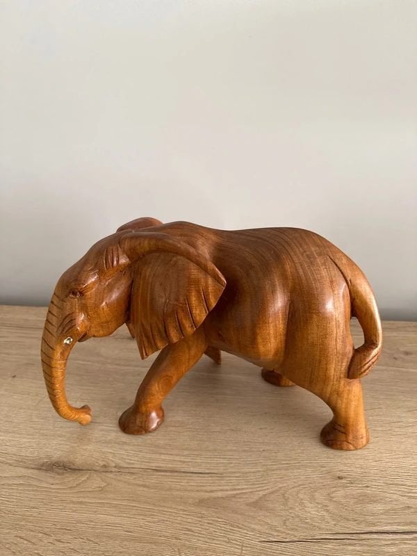 Beeld olifant Afrika, Ophalen, 20 - 50 cm, Beeld, Hout