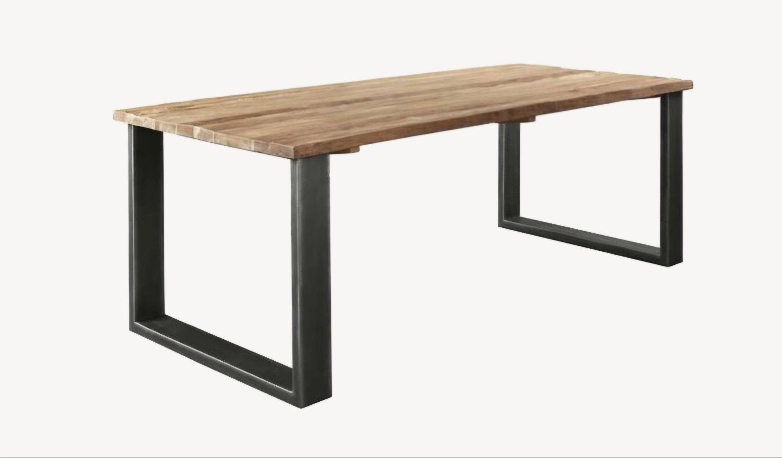 Industriële Eettafel–Teak Rough & Metaal (78x160x90), Enlèvement, Neuf, Métal
