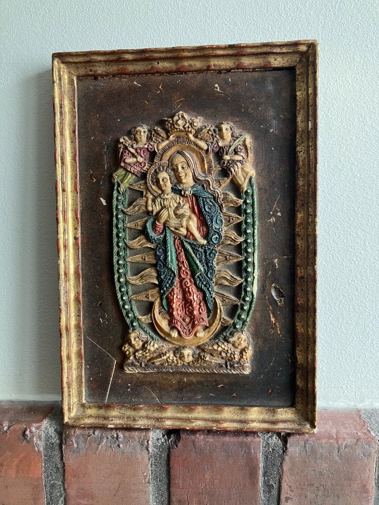 Madonna met kind in polychrome was, Ophalen