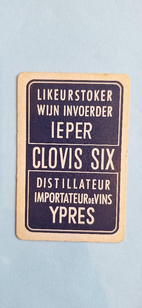 Carte à jouer Ypres _ Clovis Six Distillery _Blauw_273, Enlèvement ou Envoi, Utilisé, Carte(s) à jouer