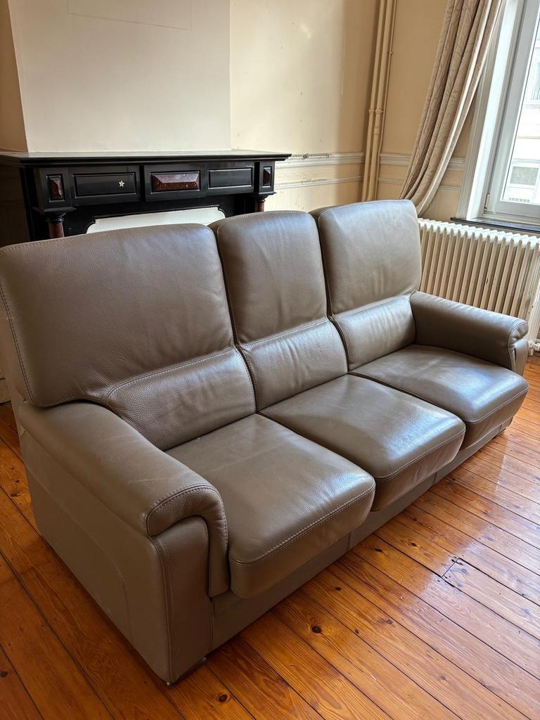 Canapé en cuir véritable, Enlèvement, Comme neuf, Cuir