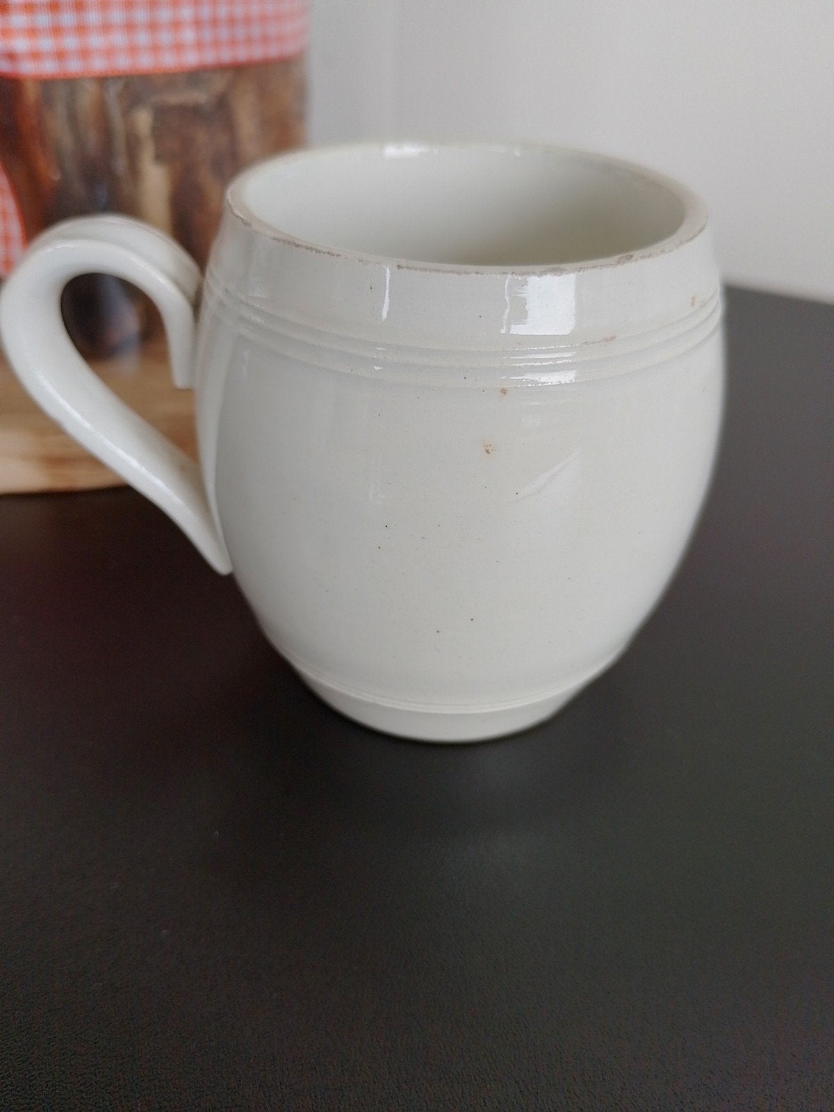 Oud mosterd/roompotje in wit aardewerk, Antiek en Kunst, Ophalen of Verzenden