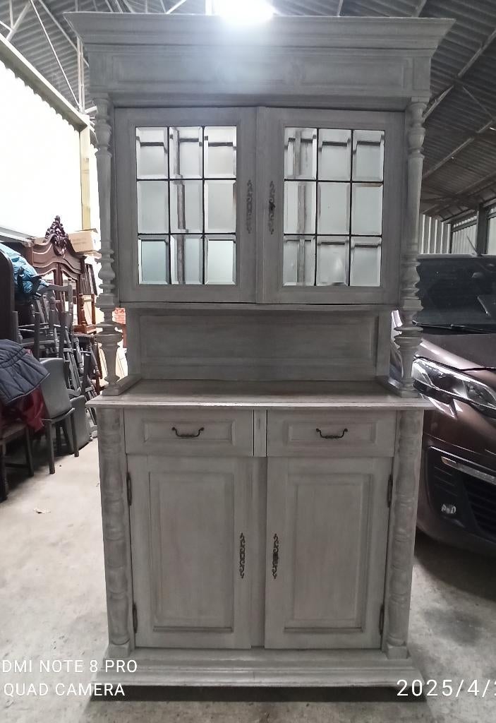 Vitrine met spiegelglas restyled, Ophalen, Gebruikt, Met deur(en), Landelijke