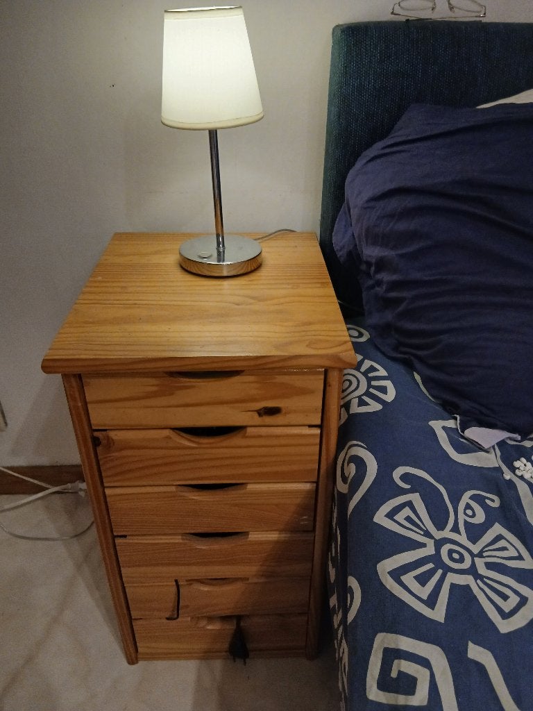 Paire table de nuit 5 tiroirs en bois, Maison & Meubles, Enlèvement, Comme neuf, Bois