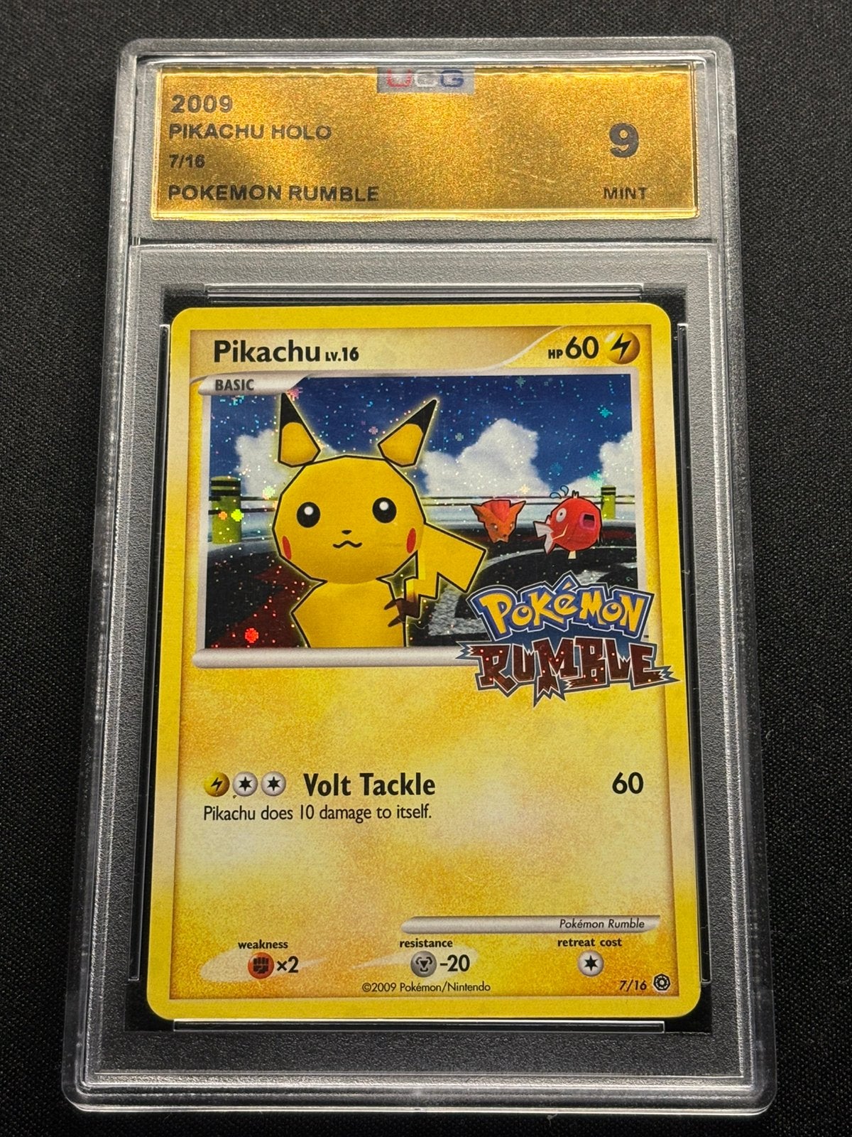 Pikachu LV.16 Pokemon Rumble 2009 Holo Grade 9 Mint, Enlèvement ou Envoi, Comme neuf, Cartes en vrac