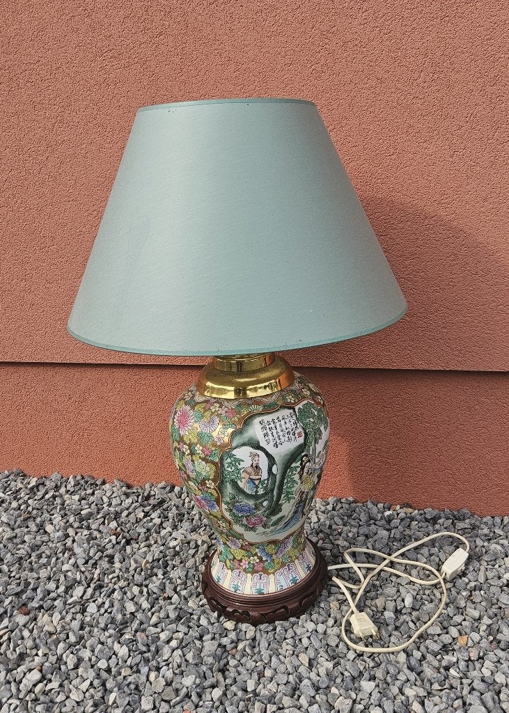 Decoratieve tafellamp (75 cm) met lampenkap, chinese voet, Enlèvement, Utilisé, 75 cm