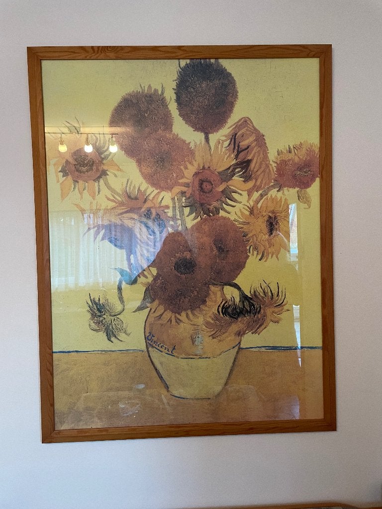 Kader met zonnebloemen, Antiquités & Art, Art | Peinture | Classique, Enlèvement, Impressionniste, Sous verre, Fleurs