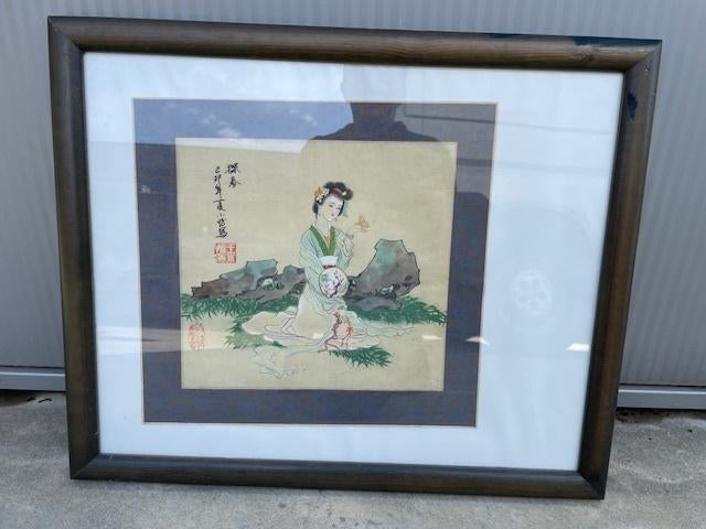 Chinese of Japanse schildering op zijde, Antiek en Kunst, Ophalen