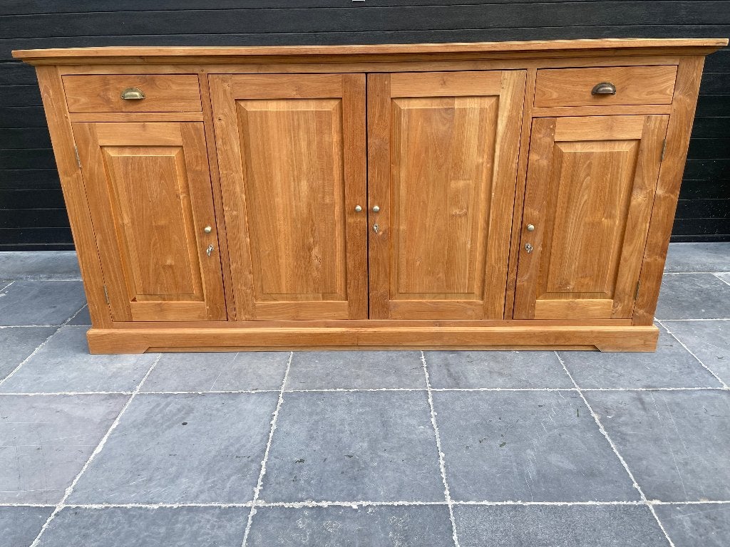Teak dressoir groot 220x70, Enlèvement, Comme neuf, Teck
