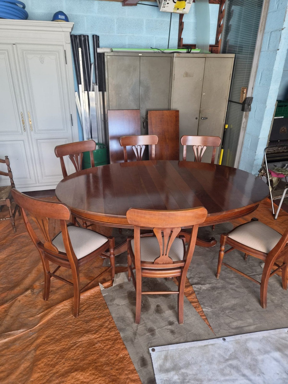 Vol kerselaar tafel 6 stoelen met 2 extra uitschuifstukken, Huis en Inrichting, Tafels | Eettafels, Ophalen