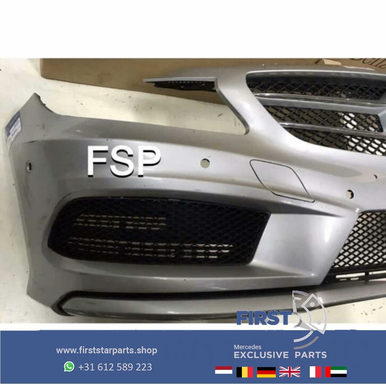 W176 AMG Voorbumper Mercedes A Klasse COMPLEET 2015 ZILVER G, Utilisé, -, Avant, -