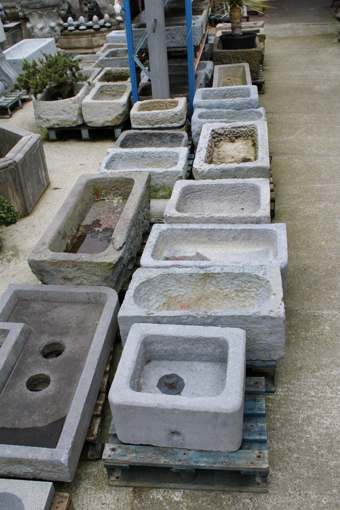 auge bac pierre bleu , jardinière , grand choix, Jardin & Terrasse, Moins de 30 cm, Pierre, Enlèvement, Utilisé