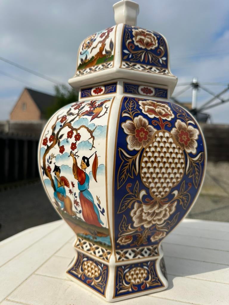 “Grote Japanse Imari  vaas handgeschilderd deco” porselein, Antiek en Kunst, Ophalen