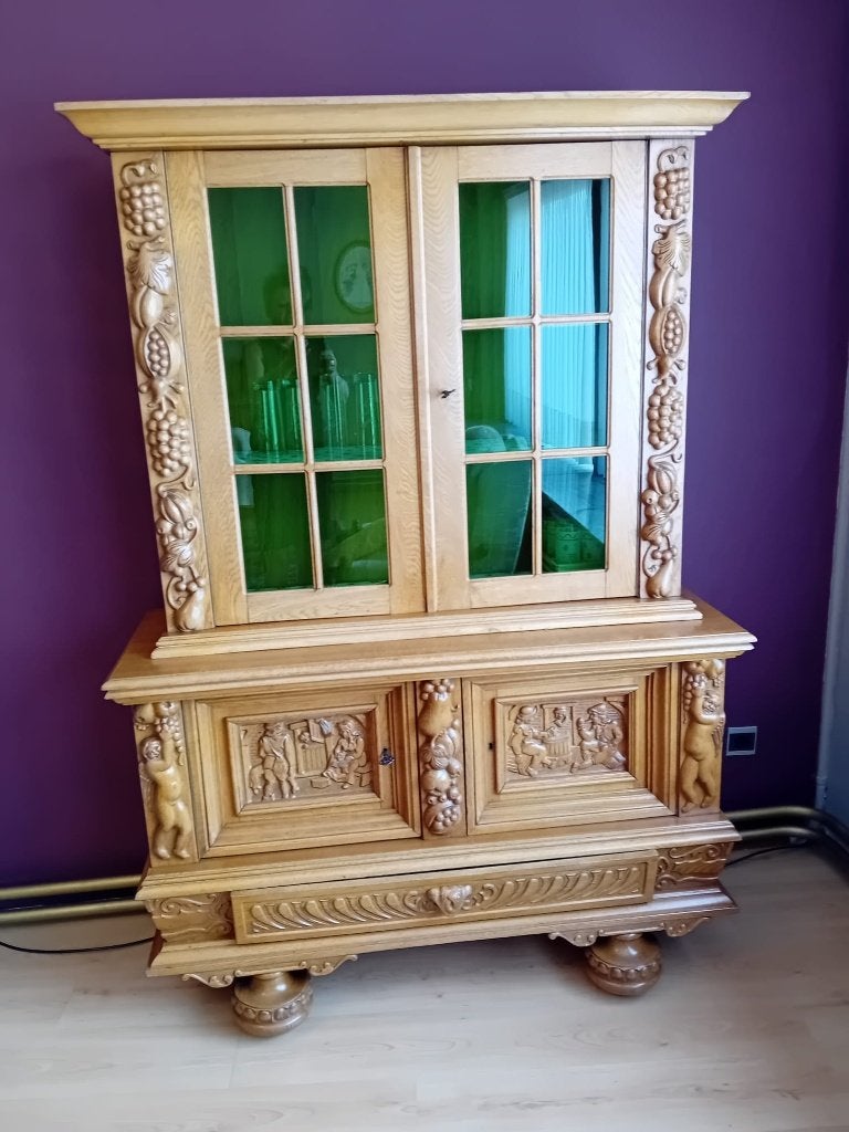 Vitrinekast, Huis en Inrichting, Kasten | Vitrinekasten, Ophalen, Gebruikt, Klassiek, Eikenhout