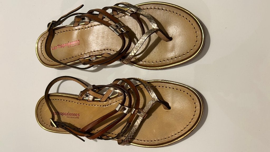 Les Tropeziennes bruine lederen sandalen (maat 40), Bruin, Les Tropeziennes, Zo goed als nieuw, Sandalen of Muiltjes