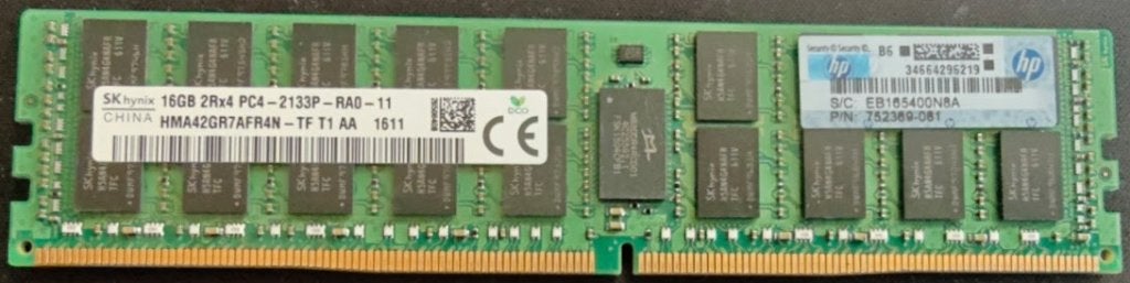 RDIMM ECC HPE/SK Hynix 16 Go DDR4-2133P - 4 pièces, Informatique & Logiciels, Mémoire RAM, Enlèvement ou Envoi, DDR4, Serveur