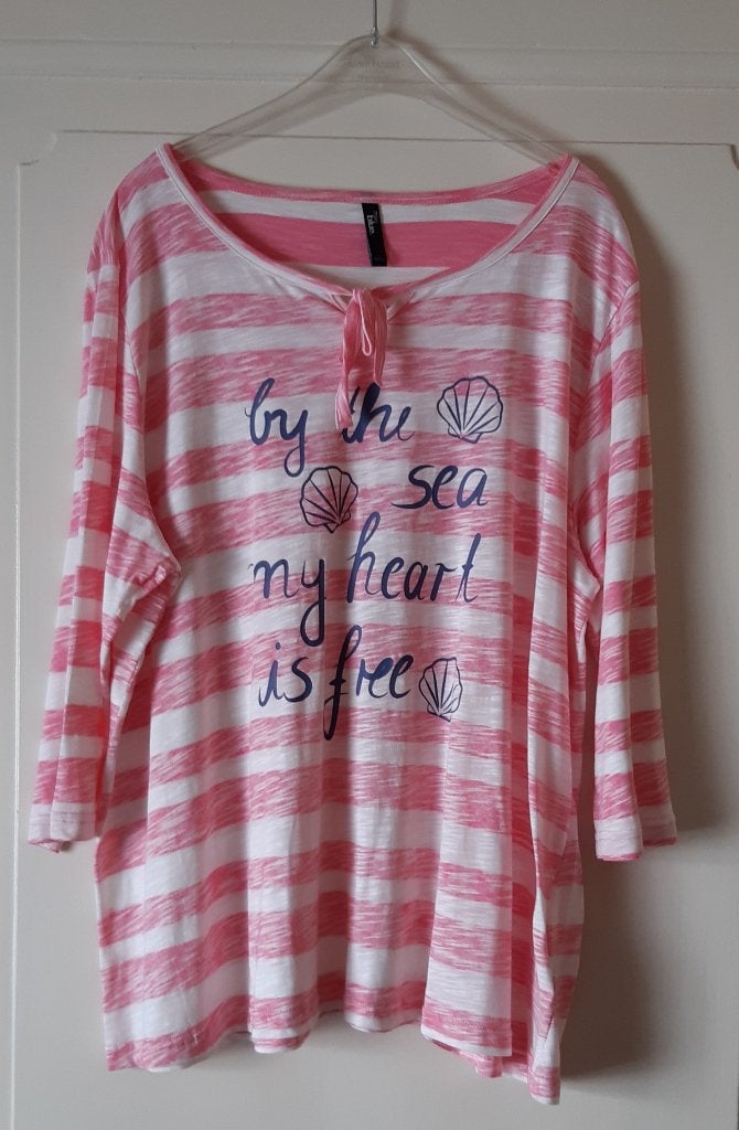dames blouse gestreept maat: 50/52 (grote maten), Taille 46/48 (XL) ou plus grande, Rose, Comme neuf, Enlèvement