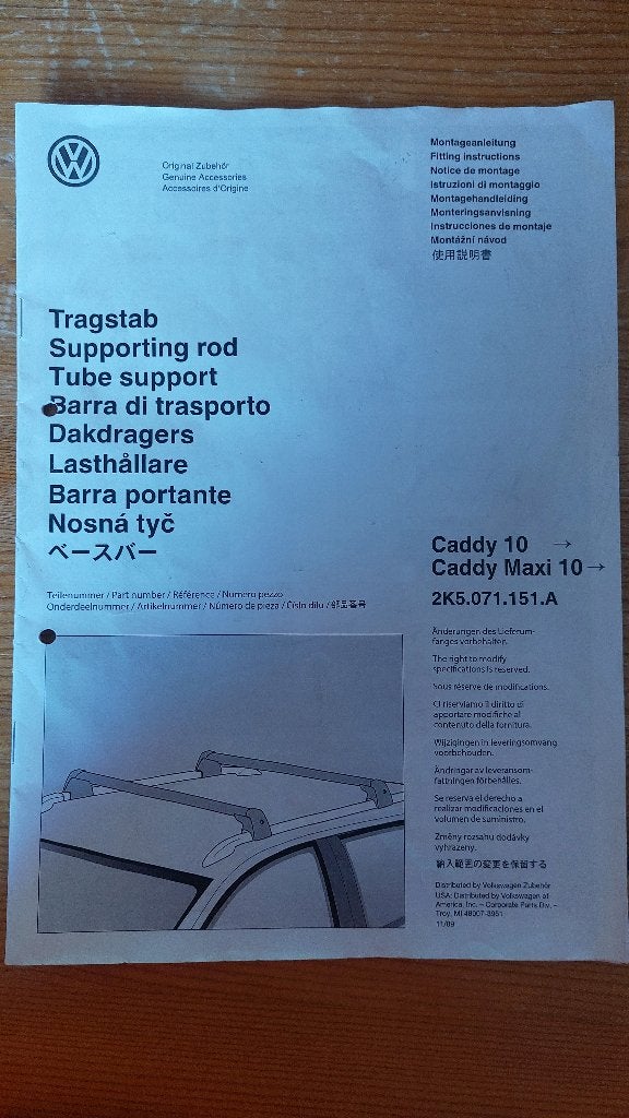 Barres de toit VW Caddy / Caddy Maxi d'origine 2K5071151A, Ophalen, Gebruikt