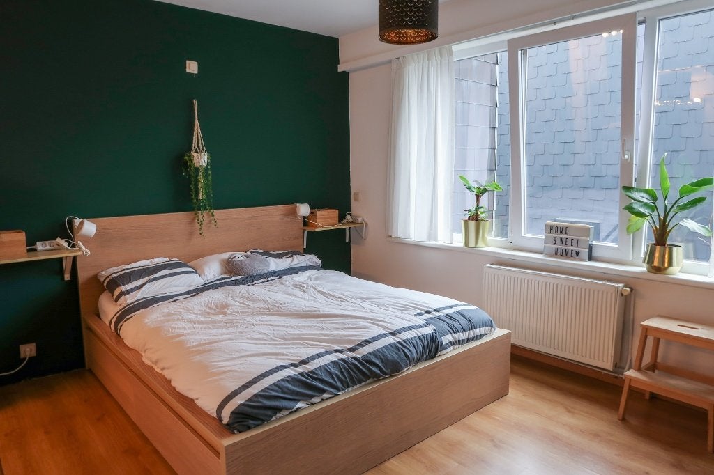 Malm bed en lattenbodem, Huis en Inrichting, Ophalen, Overige materialen, Gebruikt, Beige