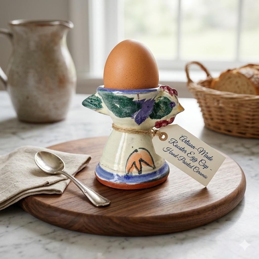 Coquetier Poule Céramique Fait Main Artisanal Multicolore, Envoi