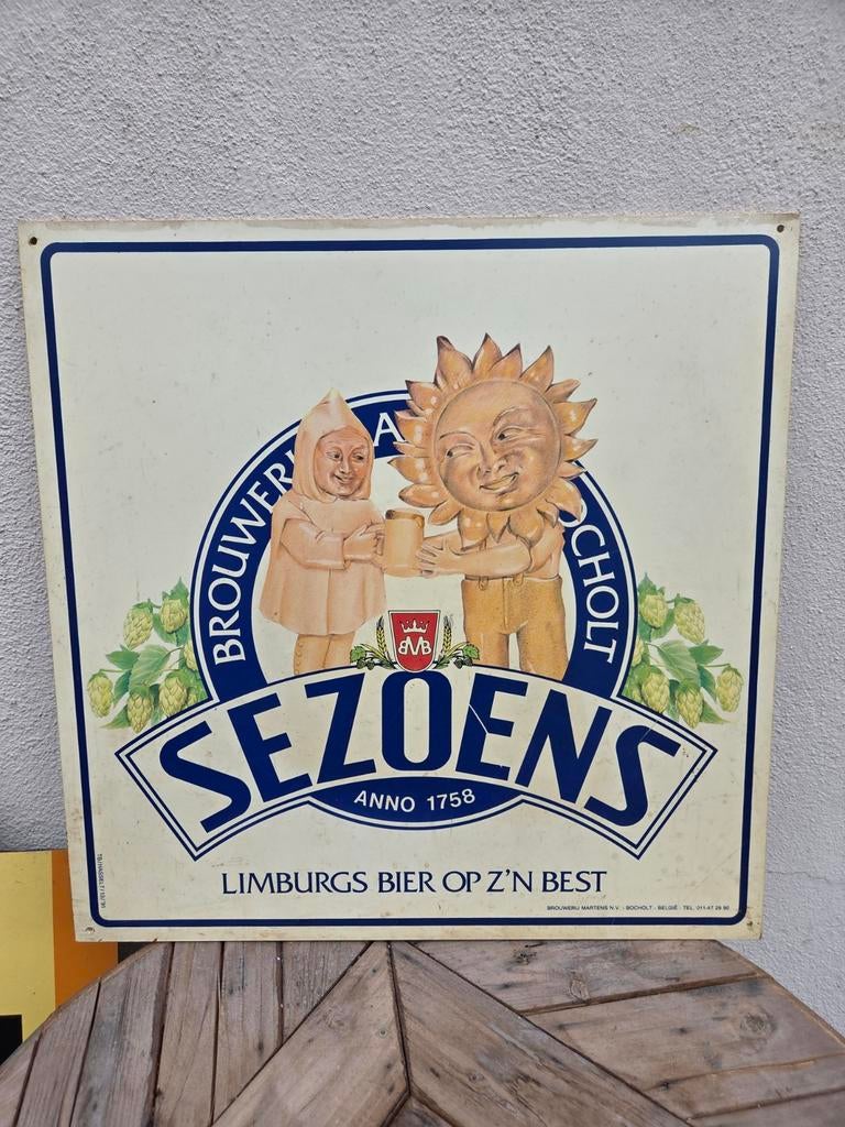 Emaille reclamebord Sezoens Bier Brouwerij Martens 50x50cm, Enlèvement