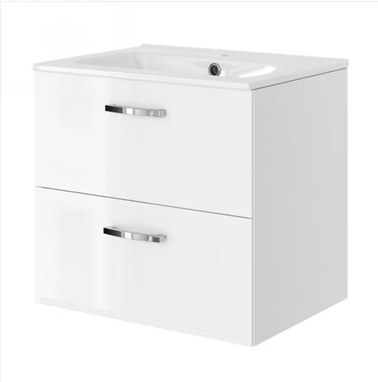 Meuble de Salle de Bain + lavabo / Vasque - Blanc laqué 60cm, Neuf, 25 à 50 cm, Moins de 100 cm, Meuble lavabo
