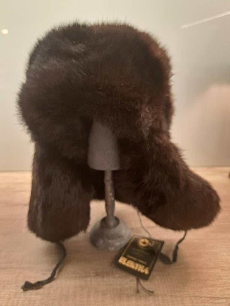 Russische  heren bontmuts jaren 80 vintage  maat 59, Ophalen