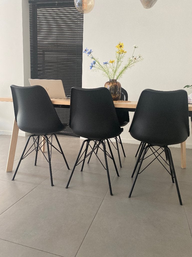 Stoelen eettafel, Ophalen, Kunststof, Zwart, Zo goed als nieuw