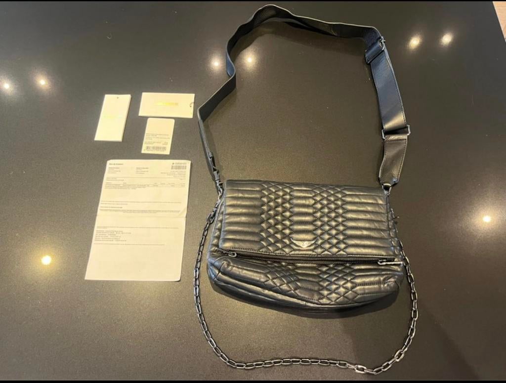 Zadig & Voltaire : sac bandoulière, cuir noir, modèle ROCKY, Enlèvement, Comme neuf