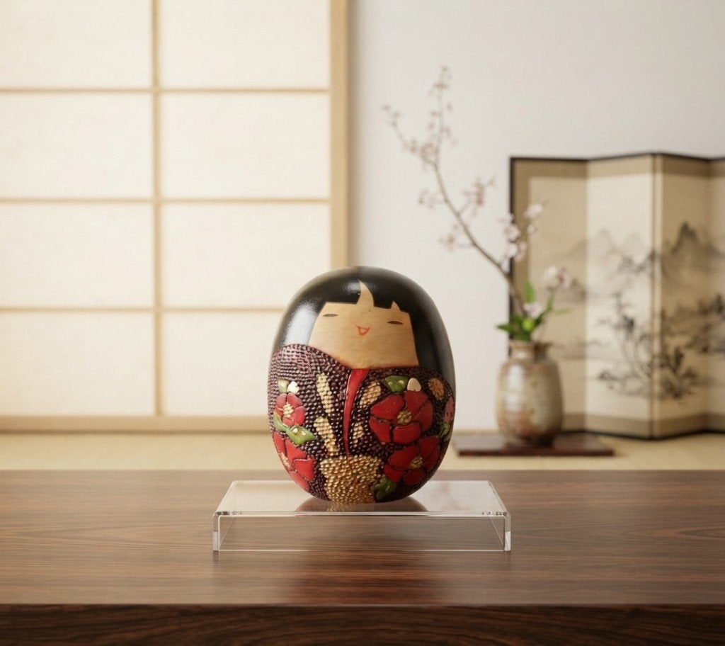 Kokeshi vintage « Tsubaki no Sato » de Sekiguchi Toa, Enlèvement ou Envoi, Japon, Bois, Décoré