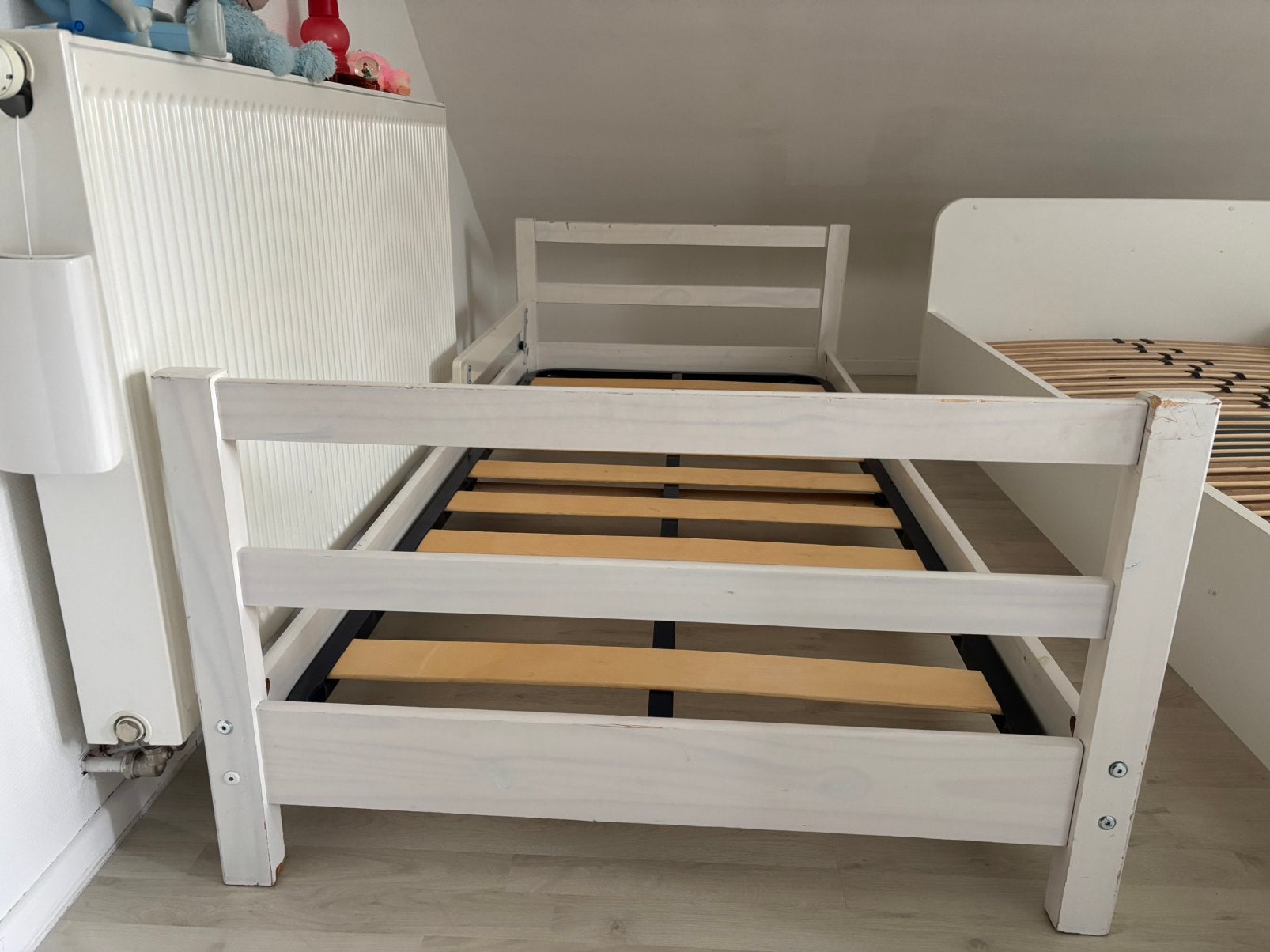 2 lits avec sommier 2m-90 en blanc, 90 cm, Autres couleurs, Une personne, Enlèvement