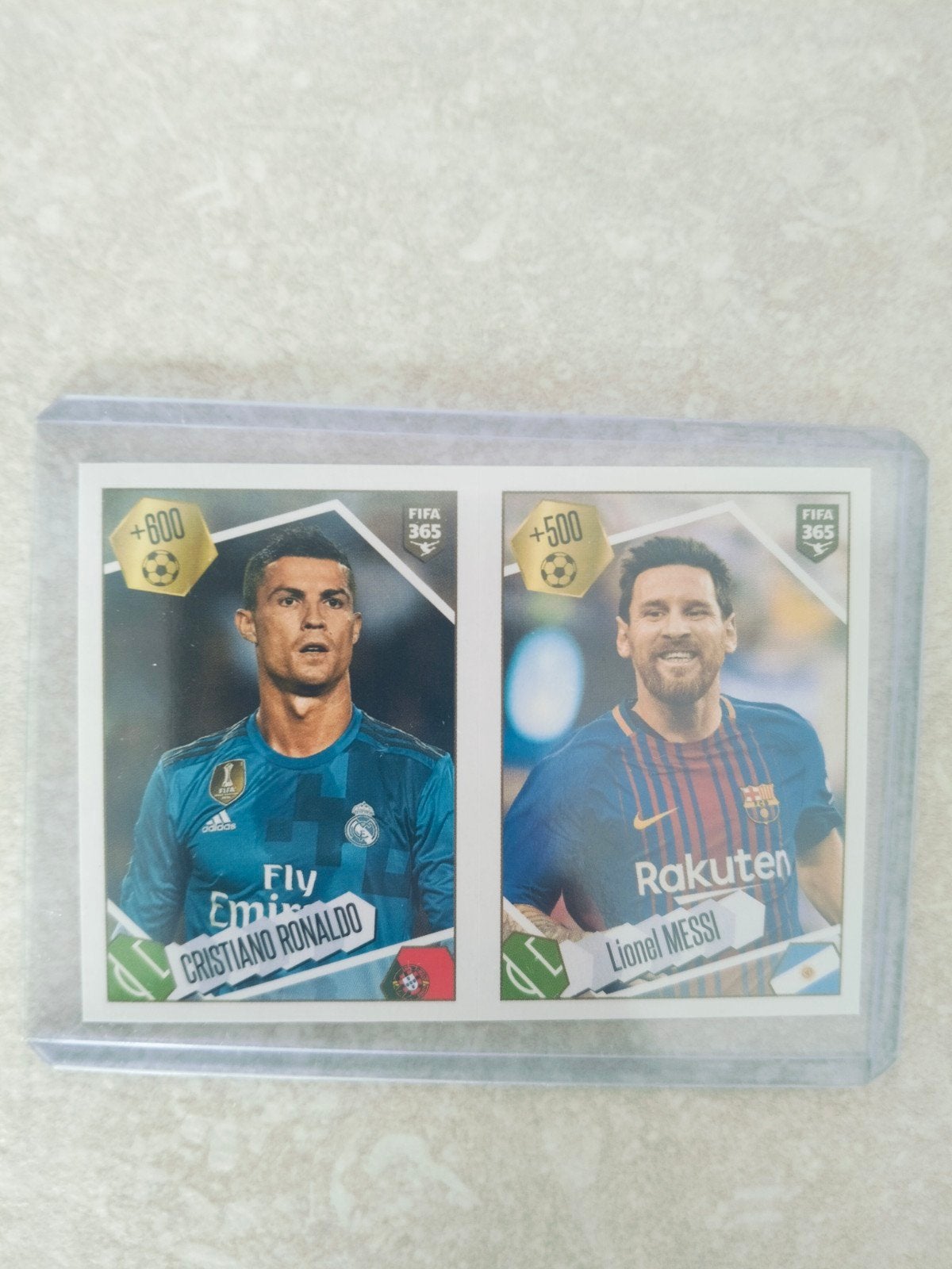 Panini sticker FIFA 365 Ronaldo & Messi, Enlèvement ou Envoi, Autocollant