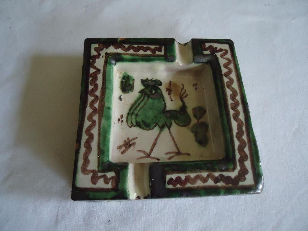 Vintage Asbak 1948 aardewerk handgemaakt retro emaille, Ophalen of Verzenden