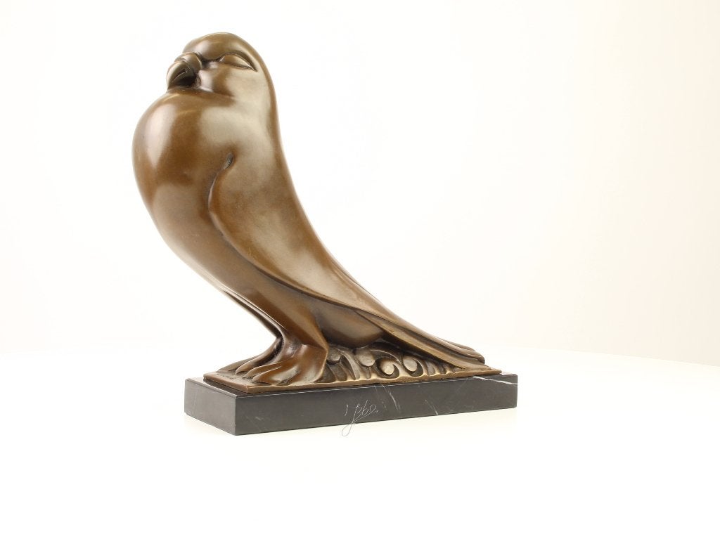 bronzen beeld van een duif, Art deco, Ophalen of Verzenden, Brons, 20 - 50 cm