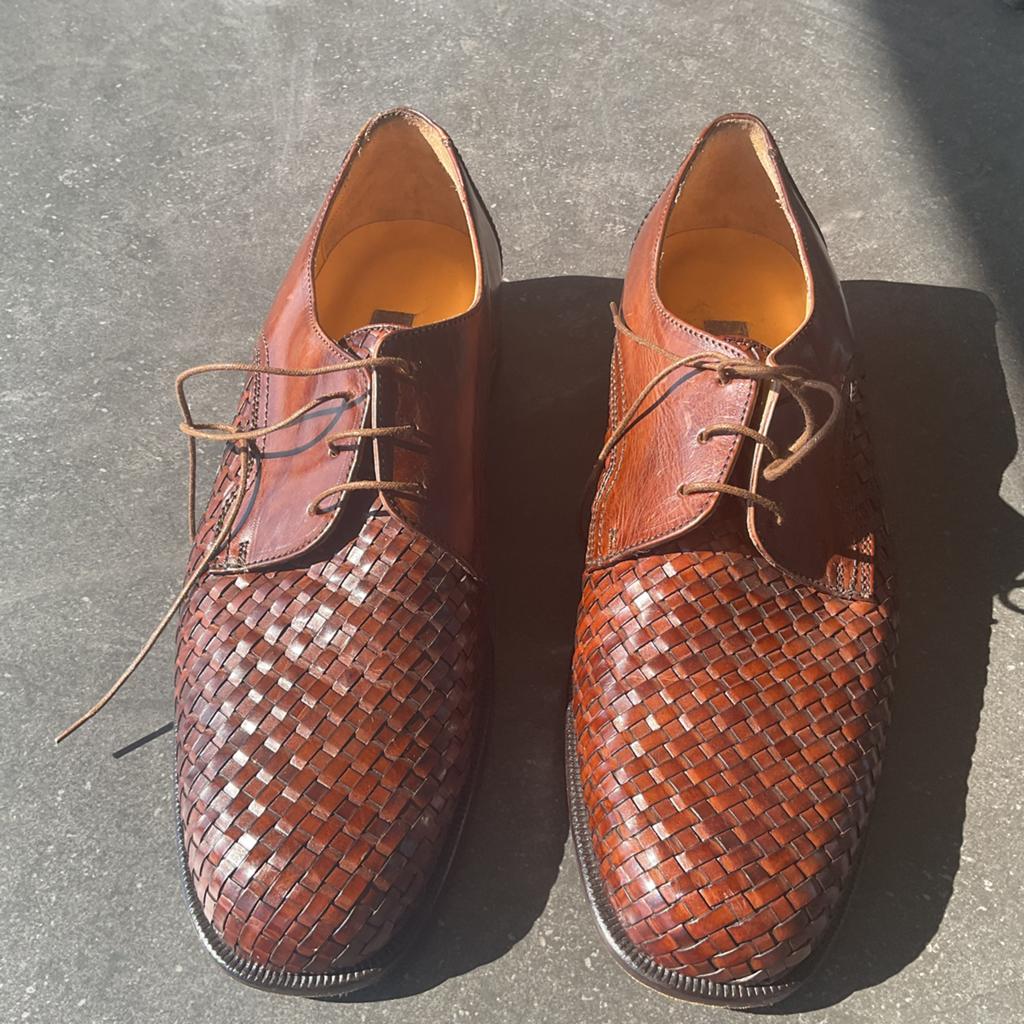 Gevlochten Bally schoenen maat 44,5, Bruin, Ophalen of Verzenden, Zo goed als nieuw, Veterschoenen