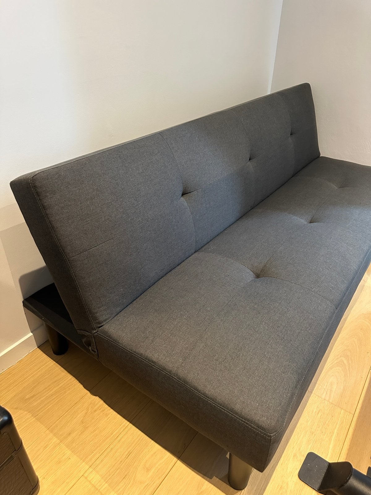 Canapé-lit convertible + Matelas mémoire de forme 90x200 cm, Enlèvement, Comme neuf, Gris, 200 cm