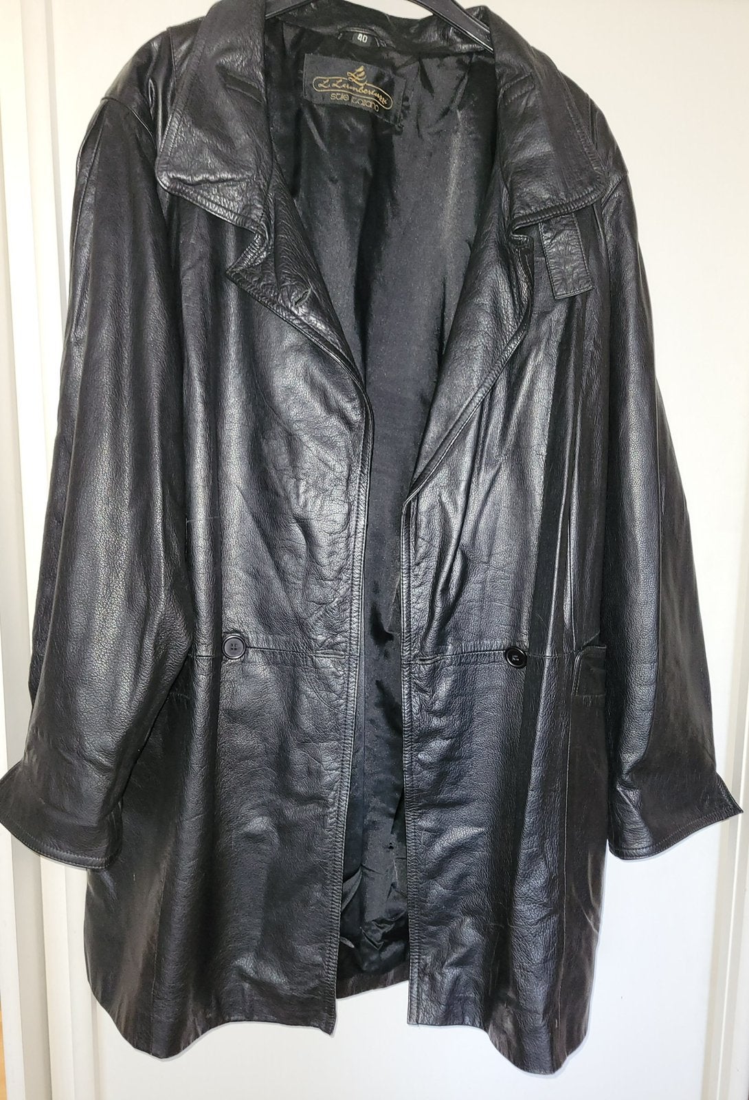 Superbe veste en cuir véritable noir Lambertazzi Taille L, Enlèvement, Comme neuf