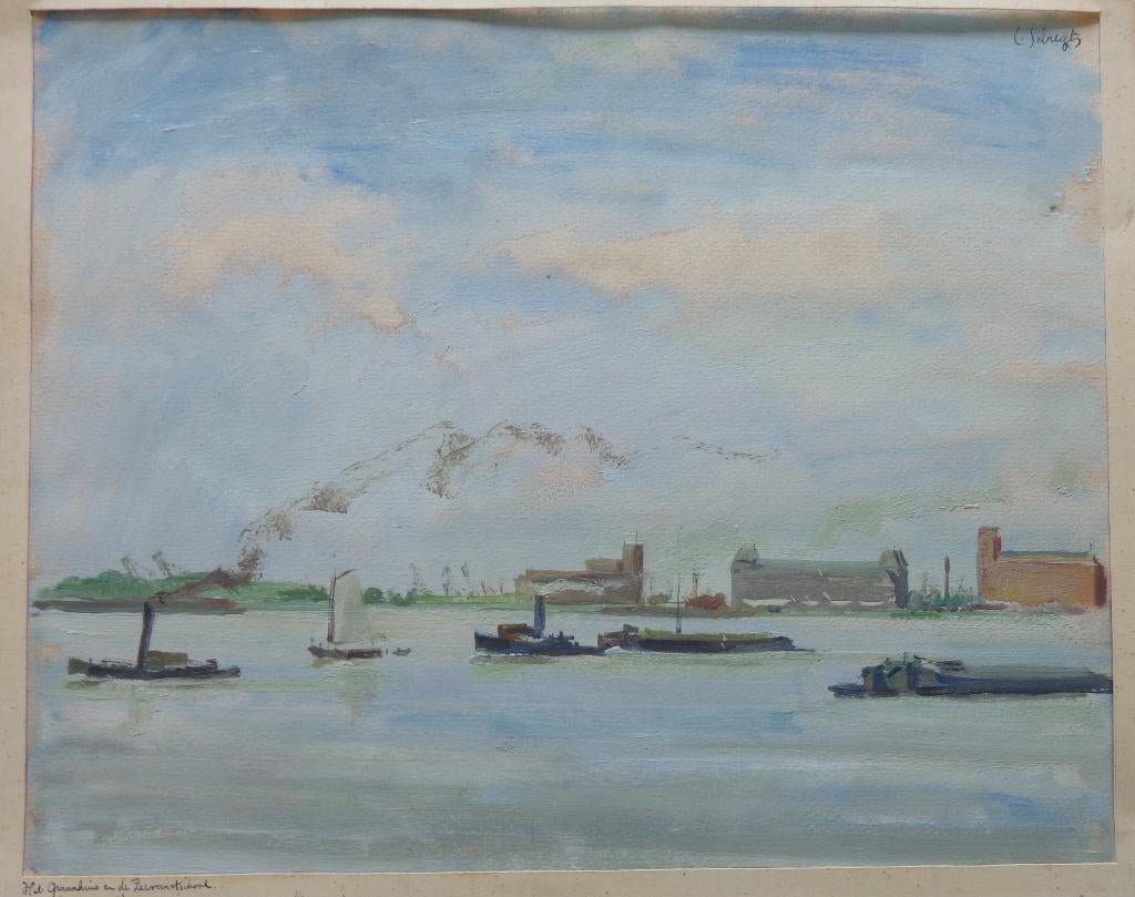 LODE SEBREGTS / ANTWERPEN SCHELDE / ORIGINEEL WERK / 28x35cm, Enlèvement ou Envoi