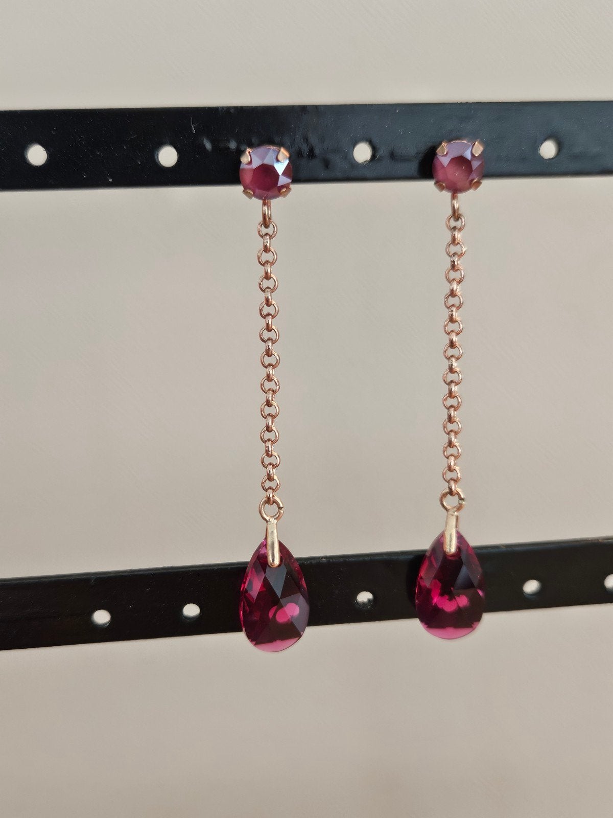 Camps & Camps rosegoudkleurige oorbellen met saffier dr, Ophalen of Verzenden, Zo goed als nieuw, Roze, Hangers