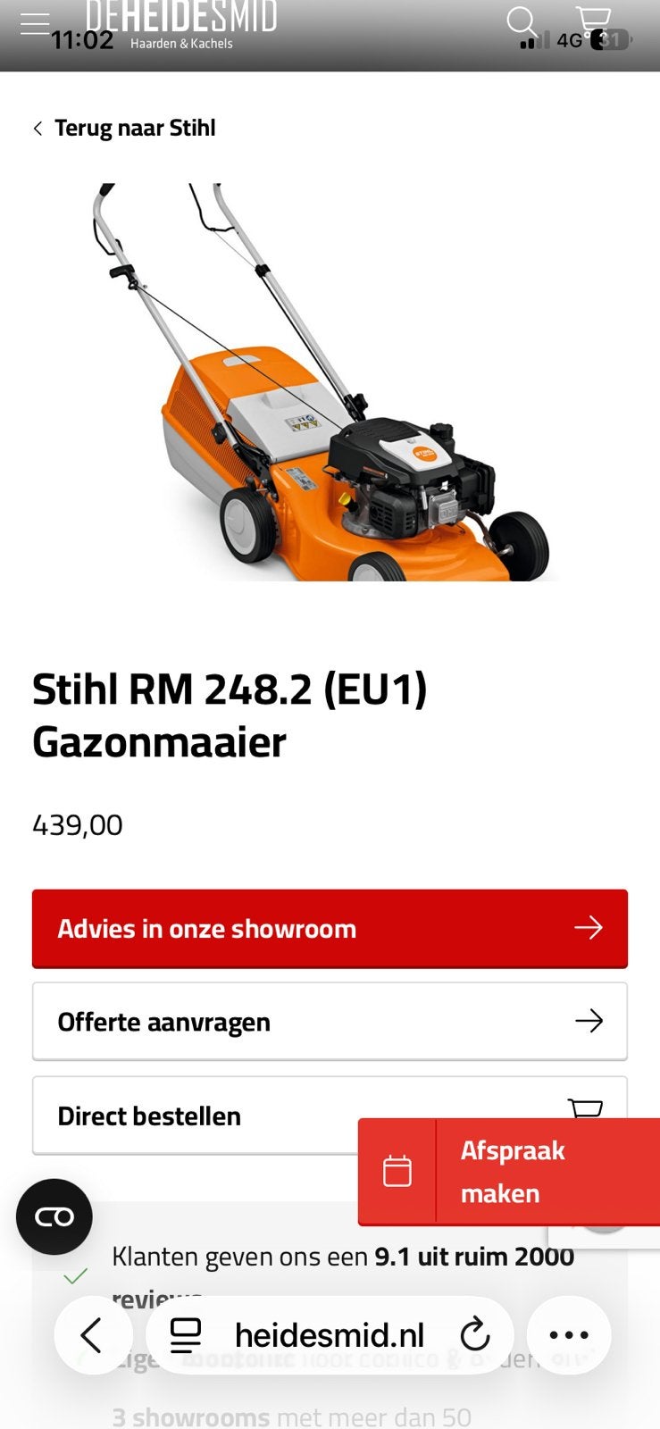 Stihl RM 248, Ophalen, Zo goed als nieuw